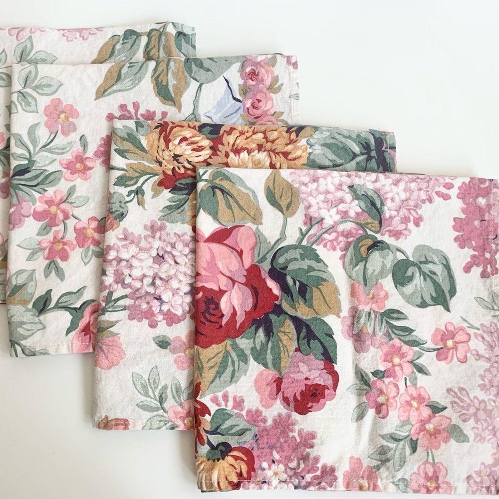 Vintage Ralph Lauren pink floral cloth napkins